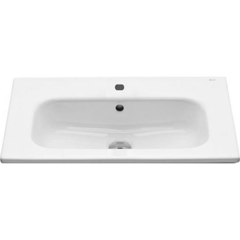 Wirquin – Vasque à poser Roca Unik N-Victoria 60cm blanc en céramique – Forme rectangulaire – Hauteur 18cm – Trop-plein et plage de robinetterie
