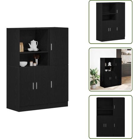 vidaXL Ensemble d'armoires de cuisine 2 pcs noir bois d'ingénierie (1/5)