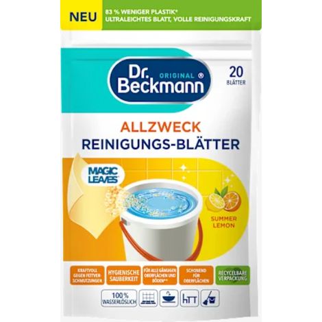Tiras limpiadoras universales Dr. Beckmann con aroma a limón de verano, 20 unidades.