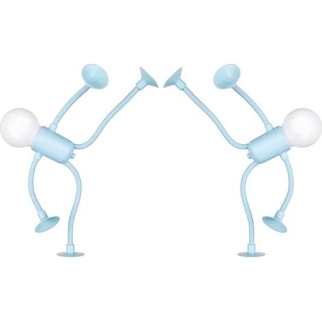 Lot de 2 veilleuses amusantes à forme changeante, mini veilleuses en forme d'ampoule, lampe de bureau pliable à ventouse, décorations de décompression, veilleuses à faire soi-même (bleu) (1/5)