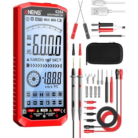 ANENG Multimètre,Testeur Numérique,Compteur Rechargeable de 6000 Points Mesurant la Tension AC/DC,le Courant,la Résistance,la Capacité,la Température,Hertz,NCV,Diode,Continuité,Outils Électriques (1/5)