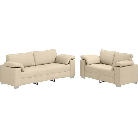 Divano 2 pcs Crema 219 x 80 x 82 cm Tessuto vidaXL (1/5)