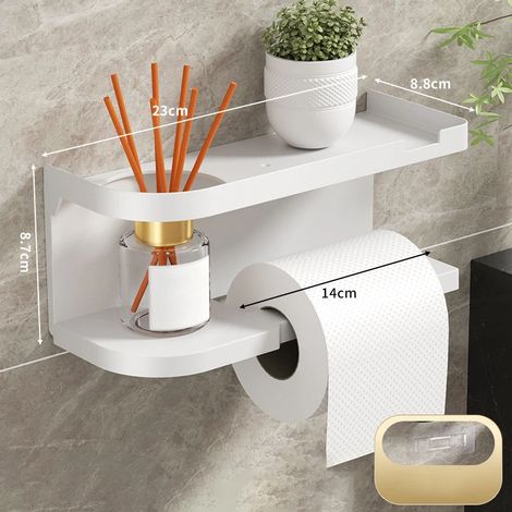 (A5)1 porte-papier toilette, étagère de rangement en plastique, porte-essuie-tout, flacon d'assaisonnement, rouleau de papier toilette mural pour salle de bain【AliS8】 (1/5)