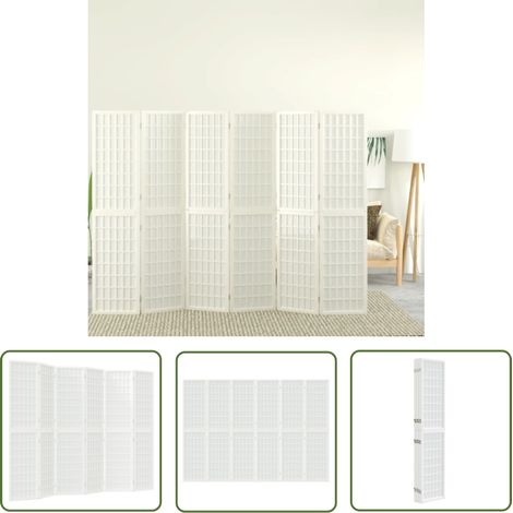 The Living Store Cloison de séparation pliable 6 panneaux 240x170 cm Blanc - Cloison De Séparation - Séparateur De Pièce - Écran D'intimité - Style Japonais - Bois De Sapin (1/5)