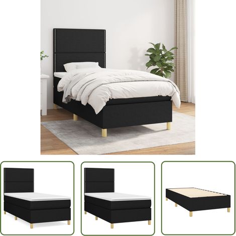 The Living Store Boxspringbett mit Matratze Schwarz 100x200 cm Stoff - Boxspringbett - Doppelbett - Schlafsystem - Bettrahmen - Matratze (1/5)