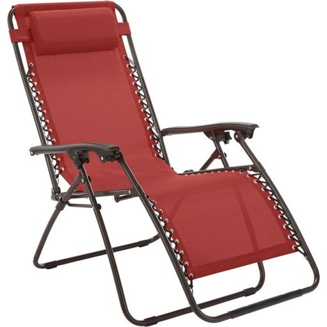 TrAdE Shop Traesio - Sdraio Sedia In Textilene Rosso Pieghevole Multiposizione Reclinabile Giardino 221001 - (1/5)