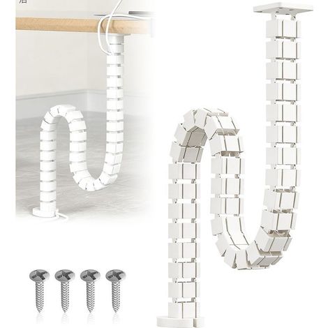 Colonne Vertebrale Cable Management GuideCâbles Carré Gaine Cable De Bureaux à Hauteur Réglable Et Fixe 125mm Slim Line GuideCâbles Carré pour Bureaux Réglables en Hauteur (Blanc) (1/5)