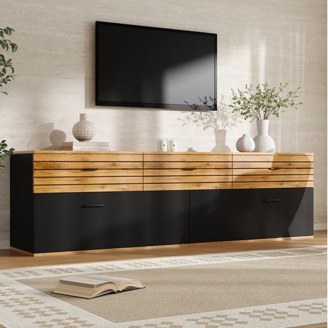 Meuble TV 168 x 38 x 59 cm, 3 tiroirs, 2 portes, TV jusqu'à 65" HAVRYA (1/5)