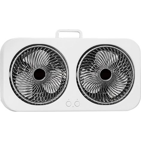 Mini USB Rechargeable Dual-Head Fan - Three Fan Speeds, 90° Adjustable Angle, Powerful Airflow, Portable - Black (1/4)