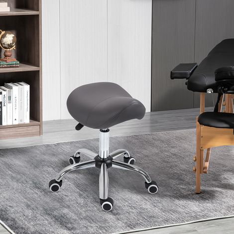 Rollhocker, Massagehocker mit höhenverstellbarer Höhe (49–61 cm) und ergonomischem Sitz, 360° drehbarer Arbeitsstuhl mit Rollen, für Massagesalons, Tattoo-Studios, Kliniken, Spas, grau