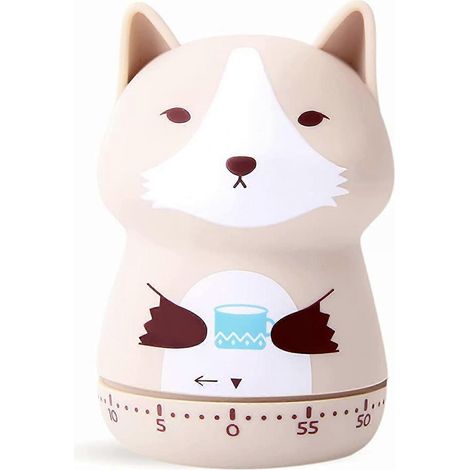 Minuteur de cuisine mignon, 100 % mécanique, pour enfants. Minuteur à œufs de 60 minutes pour cuisiner, lire ou faire du sport. (Snow Wolf) (1/3)