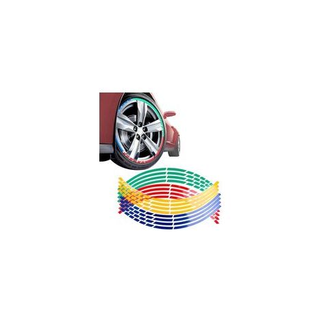 Autocollants réfléchissants à Rayures pour Voiture Autocollants réfléchissants Multicolores pour Roue de Voiture Autocollants réfléchissants universels pour Voiture,Camion,Moto,vélo (Multicolor (1/5)