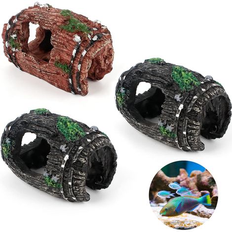 Ornement d’Aquarium en Résine 3Pcs Décor de Grotte d'Aquarium Ornement de Baril Cassé Paysage Ornement de Réservoir de Poisson Vintage Accessoire de Décoration d'Aquarium (1/5)