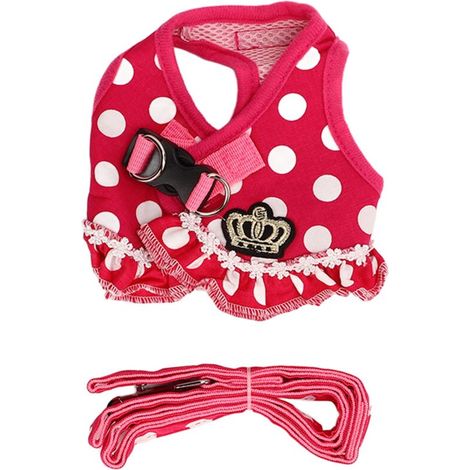 Jeffergarden Harnais sécurisé pour chiot, design à pois - Ajustable, respirant et anti-évasion - Pour promenades et éducation - Taille XL - Rose (1/5)