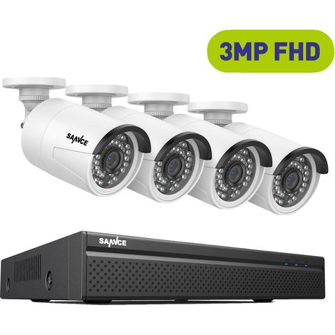 Sistema di sicurezza CCTV, risoluzione 3MP, facile configurazione PoE, 4 pezzi 0TB (1/2)