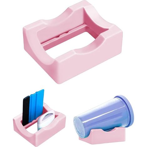 Porte Support de Tasse pour Gobelet,Cup Cradle avec Fente Intégrée et Raclette Support de Gobelet Autocollants Economiseur d'espace Suppor