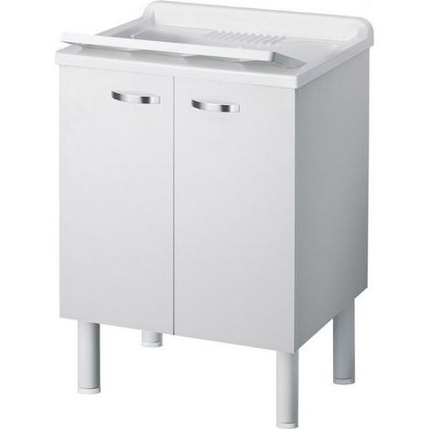 1PZ LAVATOIO IN LEGNO BIANCO MONTATO cm. 60x50x85 h