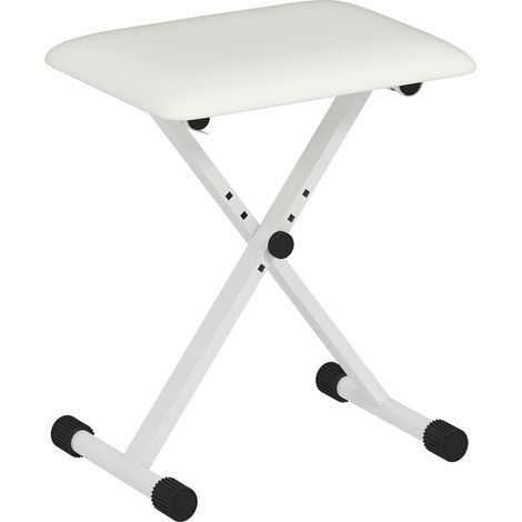 Tabouret de piano, réglable en hauteur, pliable, en forme de X, avec coussin en similicuir, 39 x 29 x 37-47 cm, blanc (1/5)