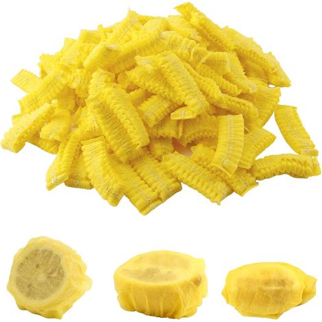 Lot de 100 Sachets de Protection pour Citrons à Presser, Filet à Jus de Citron Chiffons pour Presser le Citron Emballages Étirables pour Moitiés et Quartiers de Citron (Jaune) (1/5)