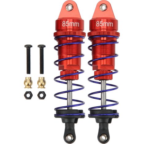 Lot de 2 amortisseurs réglables pour voiture RC 1/10, en alliage d'aluminium antirouille, ressorts de suspension rouges (1/5)