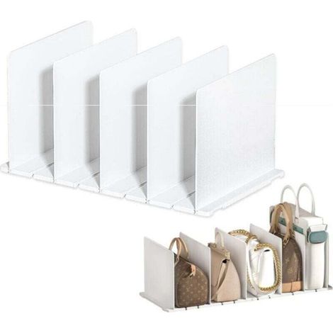 5 Séparateur D'étagères Séparateurs Rangement Sac à Main Séparateurs Réglables pour Armoire,Separateurde Penderie pour Organiser Vêtements (1/4)