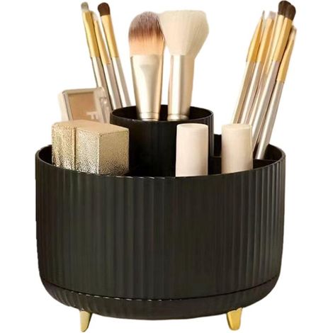 Caja organizadora de escritorio giratoria de 360 grados,5 compartimentos para organizar bolígrafos,Beige,15 x 12,5 cm (1/5)