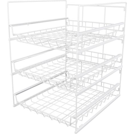 Étagère de rangement à 3 niveaux démontable pour placard, cuisine, séchage vaisselle, épices, blanc (lot de 3 tiroirs pour armoire) (1/5)