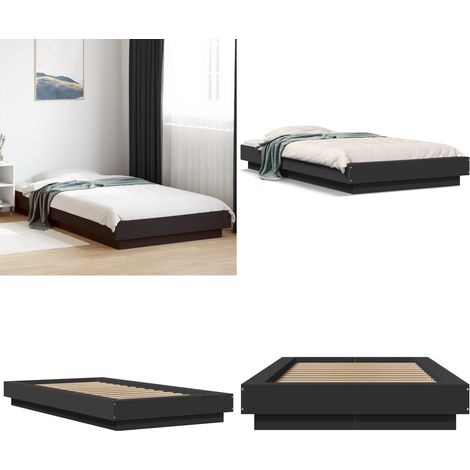 Estructura de cama madera de ingeniería negra 90x190 cm - Estructura de cama - Cama de ingeniería