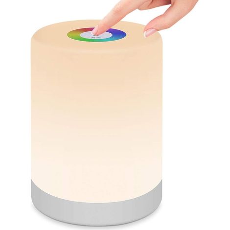 Lampe de nuit intelligente, lumière nocturne LED capteur tactile avec lumière RVB, poignée et mode SOS pour chambre, bureau, salon et camping (1/5)