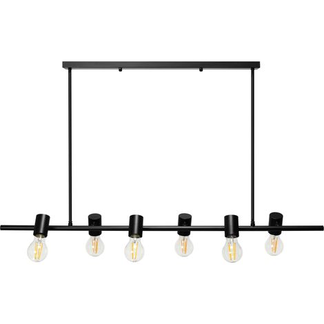 LAMPADA A SOSPENSIONE APP480-6CP METALLO INDUSTRIALE NERO 6-PUNTI LUCE E27 100X74CM