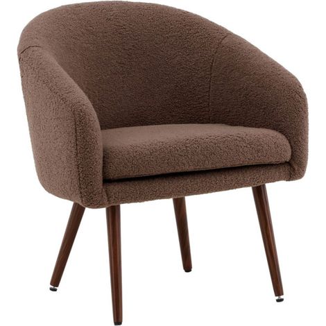 Fauteuil Design Bouclette "Wanda" 75cm Marron (1/5)