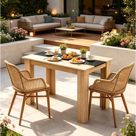 Mesa de comedor 120 x 69 x 75 cm en roble y negro, moderna para 4-6 personas (1/5)