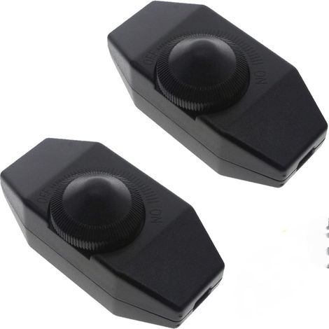 2 Pièces Variateur d'intensité pour lampes halogènes et lampes basse tension, 220 VAC 20 60W, Noir, pose sur cordon d’alimentation
