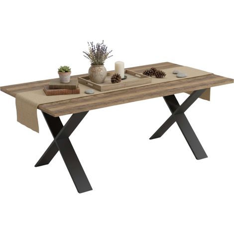 Mesa De Comedor Fija Mónaco Roble Saloon Y Negro Estructurado 180x90 cm (1/5)