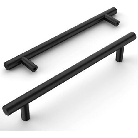 QORVA-Ensemble de 12 poignées d'armoires de cuisine noires, entraxe 160 mm, poignées d'armoires de cuisine en acier inoxydable, poignées d'armoires, poignées de porte de cuisine, poignées d'armoires