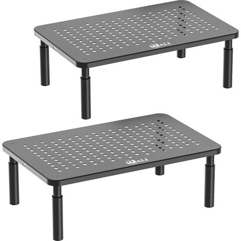 Elevador de monitor para PC de escritorio, soporte de monitor con plataforma metálica ventilada, 3 alturas ajustables para portátil, proyector, impresora de hasta 20 kg