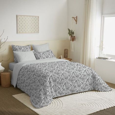 Pack complet housse de couette - Bérengère - King Size - 100% coton - 6 pièces - Réversible