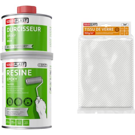 Pack résine epoxy R123 1 Kg – Tissu de verre Roving 160g/m2 pour renforcement – Application pour moulage et recouvrement – Soloplast (1/5)