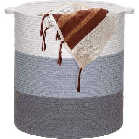 Cestas de ropa de algodón - 100% algodón, 45 x 35 cm, cesta de almacenamiento de gran capacidad, cesta de ropa de alta calidad, se puede utilizar en la habitación del bebé (1/5)