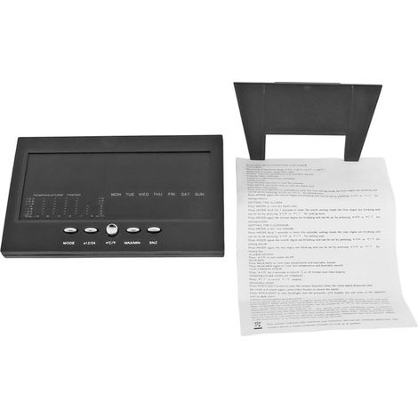 Alarm electronic, display colored black, detection of the temperature and of the moisture, its activated for the bedside of the bedroom to bed (1/5)