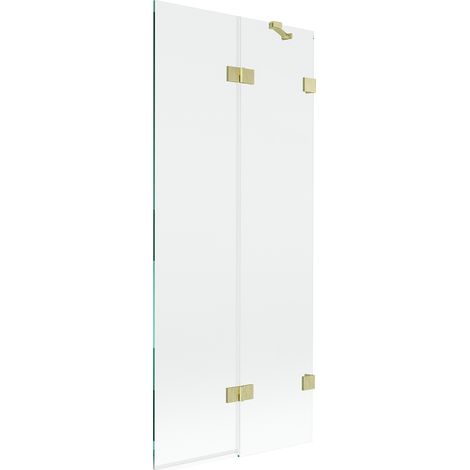 Mexen Lunar Duschabtrennung 2-flügelig rechts 80 x 150 cm, transparent, gebürstetes Gold - 897-080-100-55-00-P (1/5)