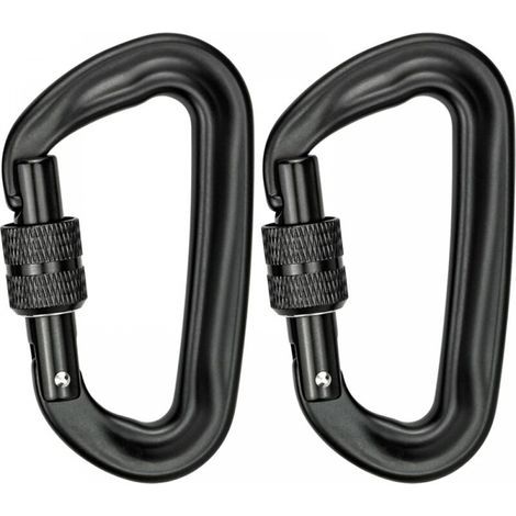 Set di 2 moschettoni di sicurezza a D in alluminio per carichi pesanti (1200 kg), adatti per amache, altalene da yoga, ecc. (1/5)