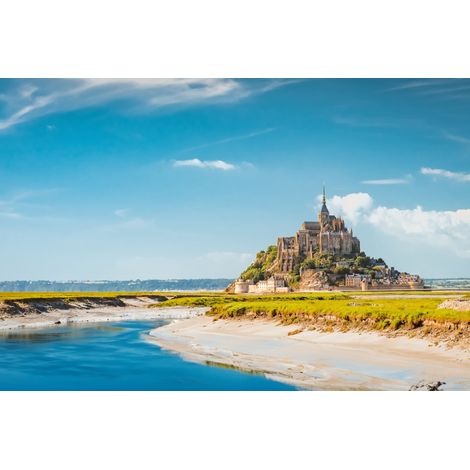 Tableau sur toile Marée Mont St-Michel 65x97 cm - Impression sur Toile Murale Décorative - Image imprimée en HD sur Toile - Toile sur Châssis en Bois FSC - Fabriqué en France (1/5)