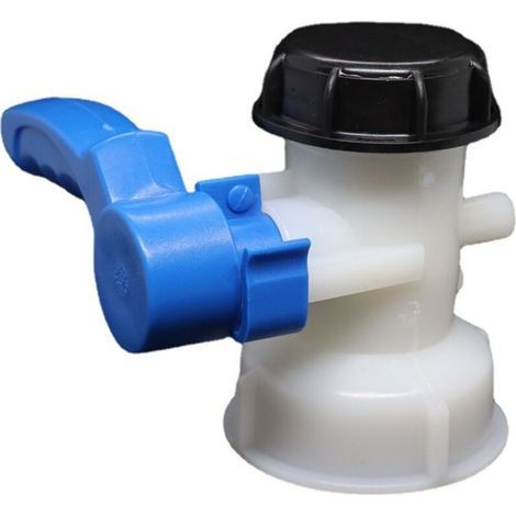 Kit de jardin : Adaptateur IBC DN40. Vanne de sortie à bille à filetage grossier de 62 mm pour conteneurs IBC et citernes d’eau de pluie, avec raccord de tuyau simple. (1/5)