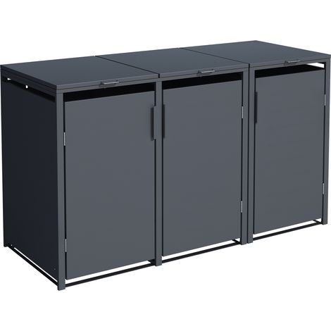 Mülltonnenbox MÜNCHEN 200x80x116cm für 3x Tonnen 120 und 240 Liter, Stahl anthrazit (1/5)