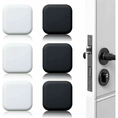 Butoir de porte mural grand 6 pièces tampon de porte autocollant en caoutchouc blanc/noir 45mm×45mm tampon de poignée de porte tampon mural pour poignées de porte contre butée de porte