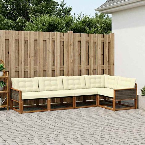 vidaXL Outdoor-Sofagarnitur mit Kissen 5 pcs Natur und Creme (1/5)
