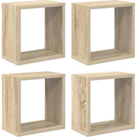 Étagères cube murales 4 pcs  Étagères flottantes Chêne sonoma 26x15x26 cm (1/5)