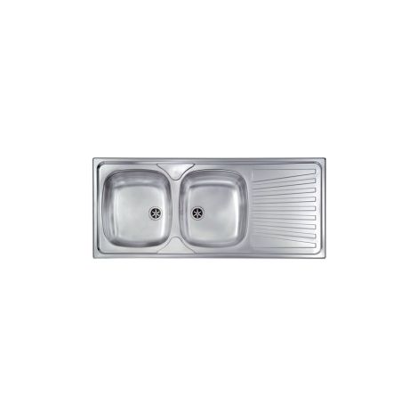 CM 011547SCSSX Mondial Lavello ad incasso 2 vasche rettangolari acciaio inox satinato (116x50x15 cm) colore Acciaio inox (1/5)