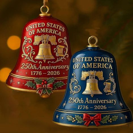 Cloche commémorative du 250e anniversaire des États-Unis, objet de collection détaillé, décoration patriotique pour sapin de Noël, ornement patrimonial, Liberté (1/4)